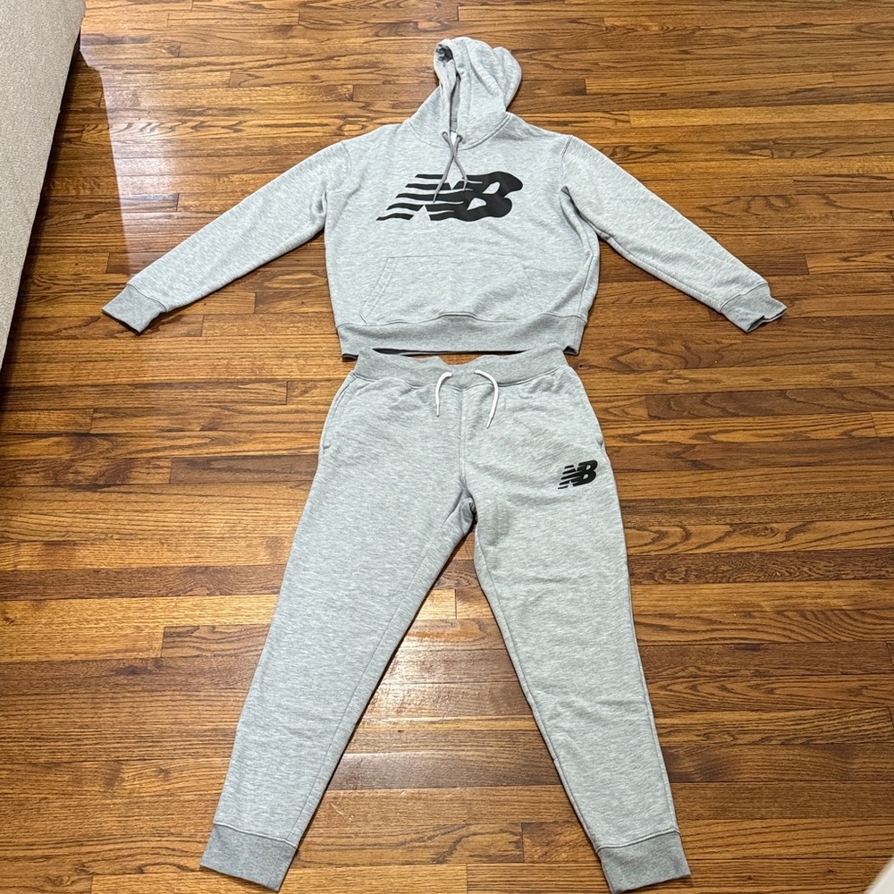 New Balance Light Gray Hoodie and Joggers Set
